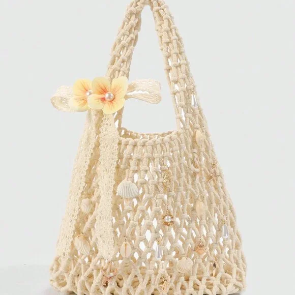 Multicolor Casual Women's Personalized Ocean Woven Large Beach Handbag - Picture 2 of 9